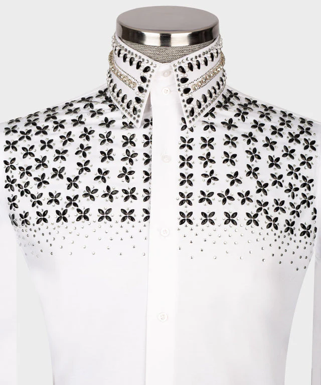 Chemise blanche - Brodée de pierre