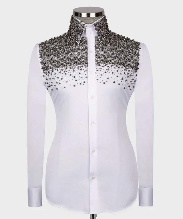 Chemise Blanche - Pierre Grise Ronde Brodée