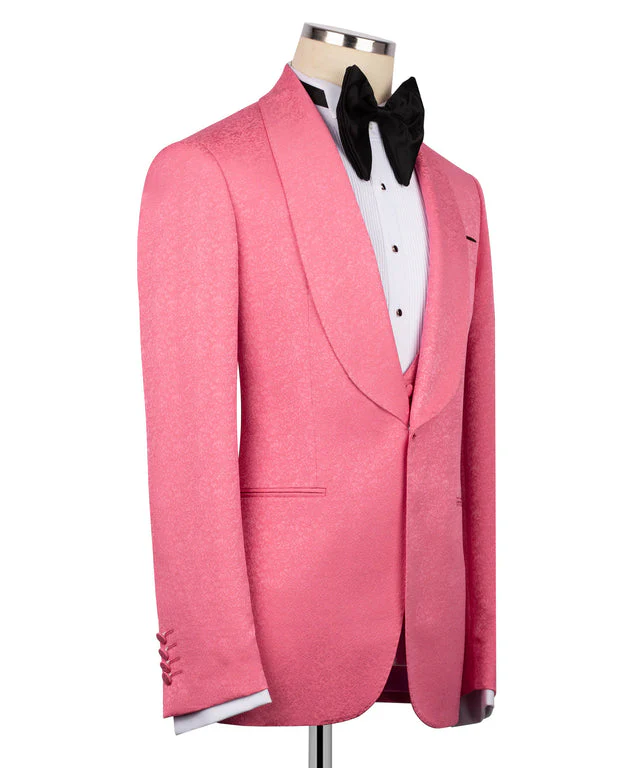 Smoking rose avec gilet - Vue 3