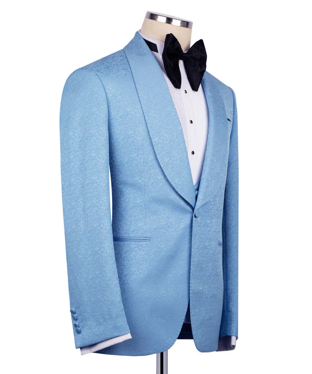 Smoking gilet bleu - Vue 3
