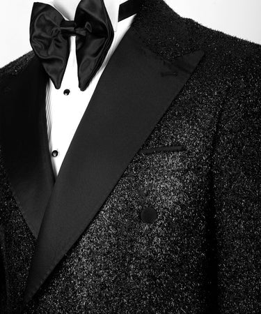 Smoking classique à paillettes et col en satin noir - Vue 3