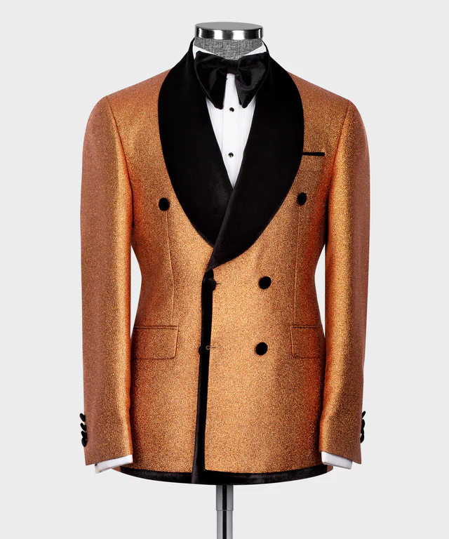 Costume croisé châle en velours - Cuivre