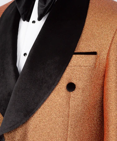 Costume croisé châle en velours - Cuivre