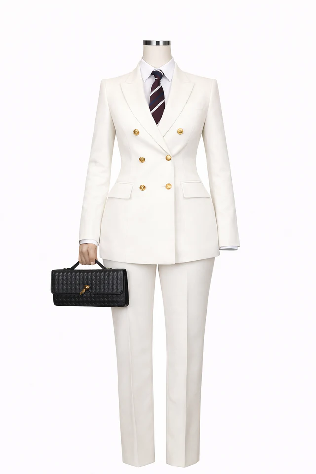 Costume de luxe blanc ivoire (veste + pantalon)