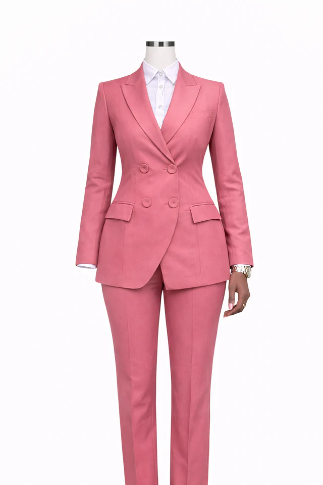 Costume rose poudré sur mesure (veste + pantalon)