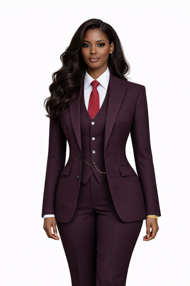 Costume trois pièces sur mesure pour femme